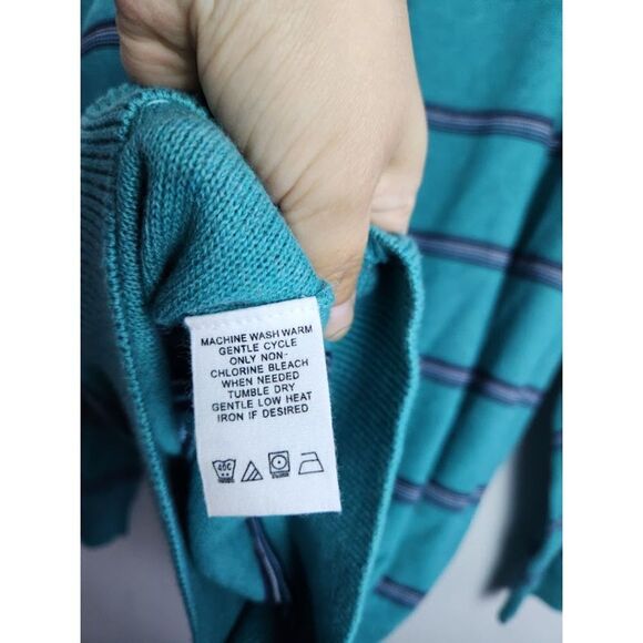 G.H. Bass & Co. Men Teal Blue & Green 100% Cotton Pullover Sweater size XL - Picture 7 of 8